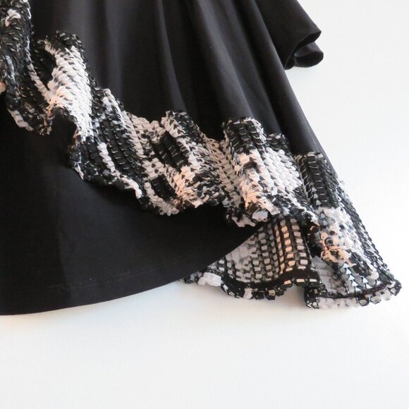 JOSEPH RIBKOFF Asymmetric Hem Waffle Trim Black Oversized Tunic Top - Size 12 - Picture 8 of 13